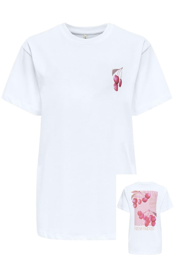 ONLVIVVI LIFE S/S LOVELY TOP CS JRS 15357393 BRIGHT WHITE/HARVEST